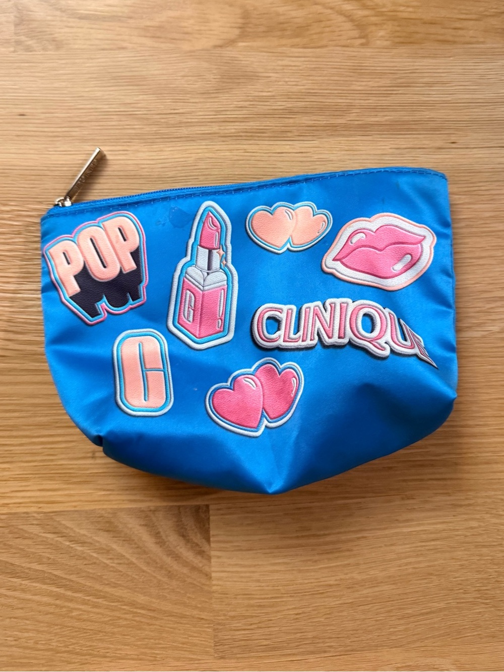 Clinique Blue Pouch with Pink Pop Icons